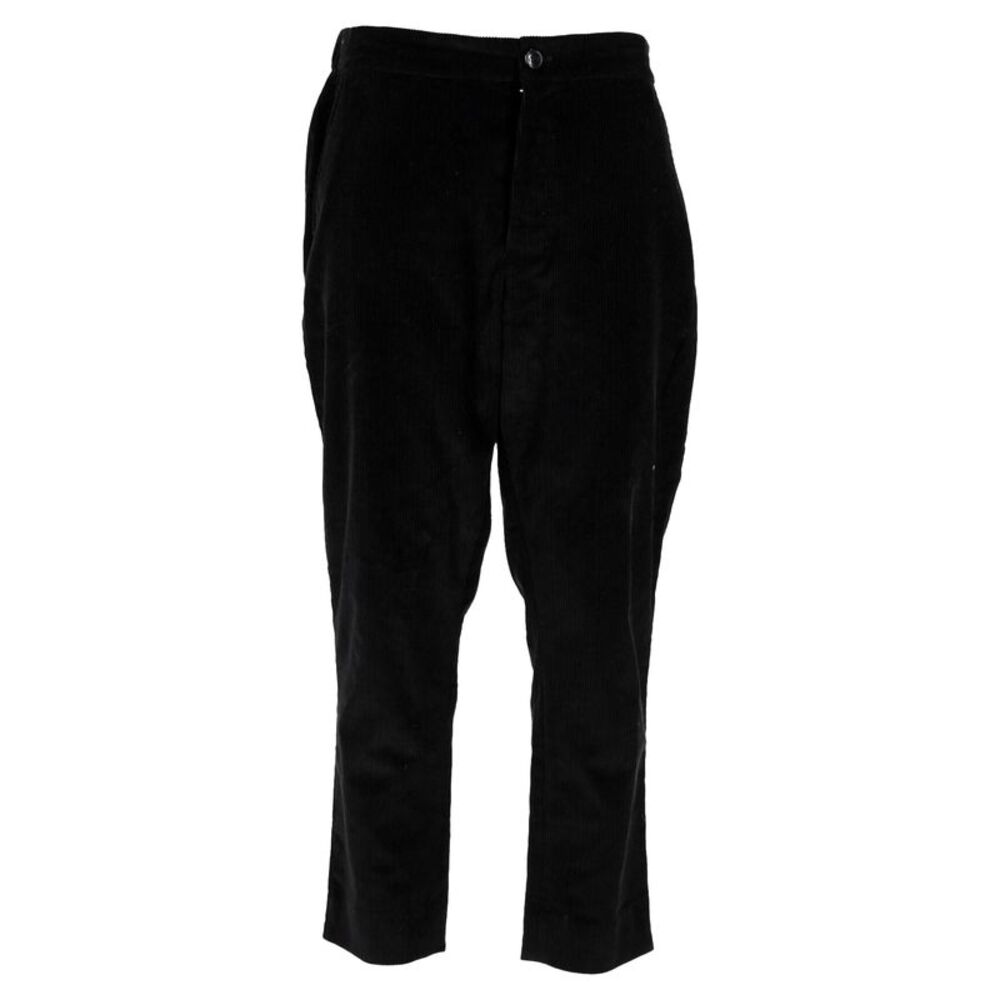 Ami Paris High-Rise Cropped Trousers in Black Corduroy